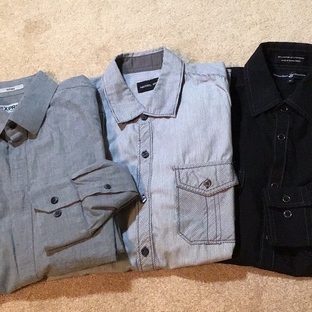 $10 each Gray, Blue, and Black Casual Button Down Shirts for young man